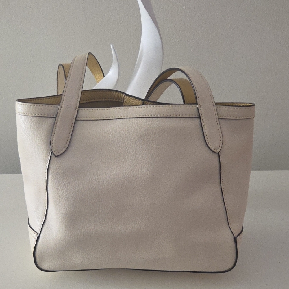 Coach Cream Leather Tote with Signature Carriage Logo - Picture 3 of 3